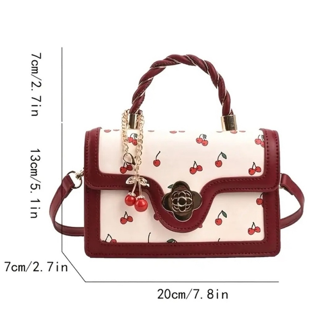 New Cherry Print Black and White Handbag/Crossbody Bag - Picture 4 of 4
